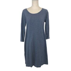 J. JILL Dress Women's Size Small Blue Midi Sweater 3/4 Sleeve Knit Dress Stretch